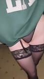 Cute kitty in stockings shows what she's wearing snapshot 3