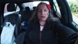 Dirty sissy CD Finally Cums in the car and eats her own Cum load a Car solo masturbation video snapshot 3