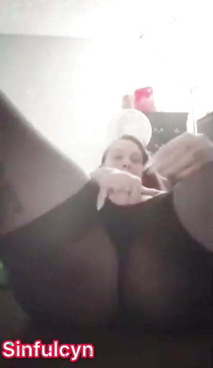 Slutty torn pantyhose fingering