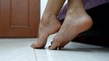 Very juicy, tanned, Spanish feet playing. Soles and zoom. snapshot 8