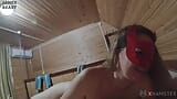 Sexy MILF in a red devil mask sucks hard dick and got fucked - Amateur Russian couple snapshot 1