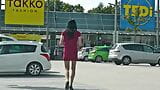 Crossdresser wears red mini dress in public snapshot 1