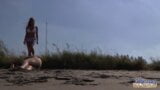 Old and young horny couple fucking at the beach snapshot 4