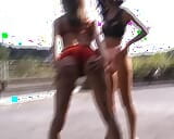 Two naughty German chicks playing with their sex toys in the public snapshot 13