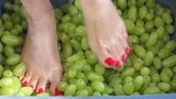 Feet with Long Red Toenails Stomping Green Grapes (I part) snapshot 4