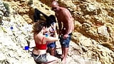 Casal quente fodendo na praia é acompanhado por uma latina gostosa para um trio snapshot 5