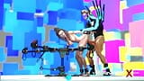 Cyber disco sex. A sexy nerdy girl in cuffs gets fucked by a disco man snapshot 16