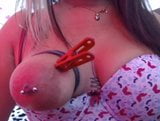 One tied tit with clamps on Latina snapshot 10