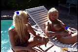 Two Busty MILFs Fuck Their Pussies with a Big Strapon After Oiling Their Bodies Outside snapshot 3