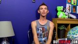 Twink Bentley Ryan strokes his large cock for an interview snapshot 1