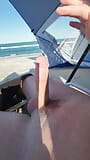 Stroking big thick hard veiny mushroom head outdoor beach cock snapshot 16