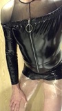 Playing in my black pvc body, nylons and plastic wrap II snapshot 3