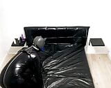 Latex puppy, blinded ,playing with toys, cuming&tasting snapshot 1