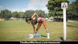TheRealWorkout- Ebony Babe Fucks Trainer After Workout snapshot 2