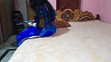 Indian bhabi  wear blue  saree and fuck hard by devar snapshot 1