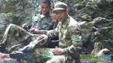 Army boys scout for hard meat outdoors snapshot 9