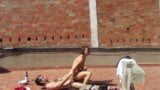 Amateur Couple Fucking on the Terrace, Outside Sex snapshot 11