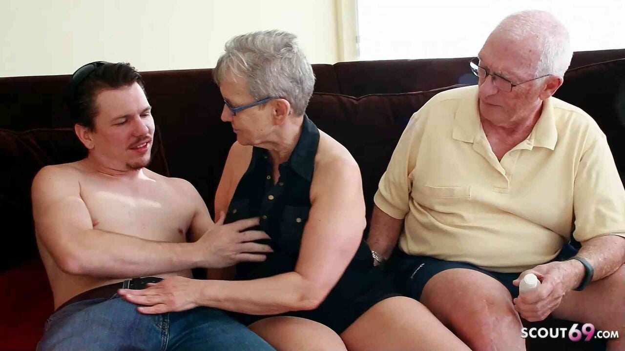 Free watch & Download Old Granny Wife and husband at First FFM Threesome Sex with Big Dick Boy