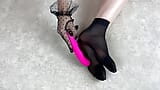 Acaricia los pies fetiche en calcetines de nylon negro con mi juguete sexual favorito snapshot 6