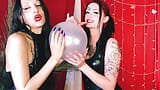 Balloon fetish. Two Mistresses inflate the balloon, play with their long nails on your nerves, and burst the balloon. Ball sound snapshot 8