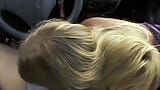 Super hot blonde lady from Germany sucking a hard cock in the car snapshot 19