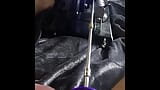 Purple dildo on the fuck machine and electric cock pump snapshot 2