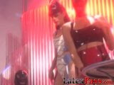 Masked latex subs toyed with by lesbian dominatrix snapshot 9