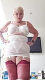 Corsalette, silky bra, and Cherry red seamed FF Stockings for your pleasure! snapshot 5