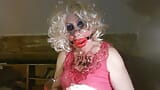 Sissy cd whore, Sarah, humiliates herself, by drinking own piss, while mouth gagged snapshot 8