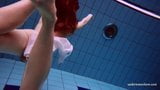 Redhead Marketa in a white dress in the pool snapshot 14