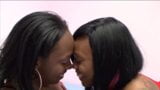 Couple of ebony lesbians in fishnets suck and fuck using toy snapshot 3