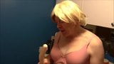 Naughty Gigi in pink - double dildo deep throat snapshot 8