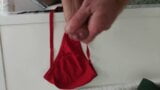 Cumming on Girlfriends brandnew red Thong String snapshot 8