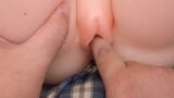 Mini doll in schoolgirl uniform gets fingered and squirts on the desk snapshot 12