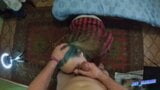 The curvaceous girl loves to rub the sperm over her big boobs after blowjob. pov blowjob snapshot 15