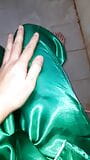 Crossdresser masturbate and cum wearing shiny satin pajamas snapshot 1