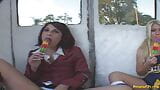 Aubrey and Dalia popsicle Threesome in van snapshot 3