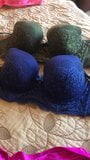Jerking off with the other half of wifes bras and panties snapshot 8
