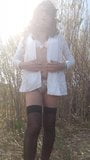 Sissy Laura  outdoor  stokings lingerie snapshot 1