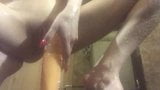 A bottle of shampoo in the vagina. Sex pleasure in the sauna snapshot 12