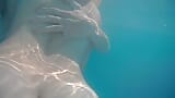 Swimming around naked in a garden pool with teasing snapshot 8