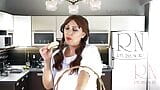 Cheerful maid without panties eats a lot of bananas in the dining room. ASMR snapshot 5