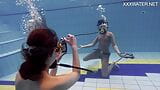 Adeline being filmed by a girl in the pool snapshot 16