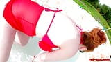 Naughty poolside fun with redhead British MILF Red XXX snapshot 9