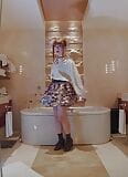 Japanese crossdresser with rabbit ear cum in a luxury hotel bathroom. cumdrop. snapshot 6