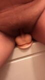 mature married couple - riding bathtub dildo snapshot 2