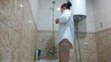 taking a shower in a shirt masturbating with a dildo – hairy snapshot 3