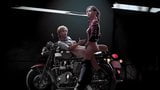 Two young girls fucked with a dildo on a motorcycle snapshot 1