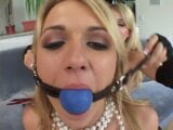 Threesome with guy that blindfolds girl and puts a ball in her mouth snapshot 9