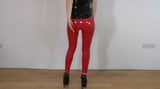 Sexy red liquid latex leggings snapshot 2